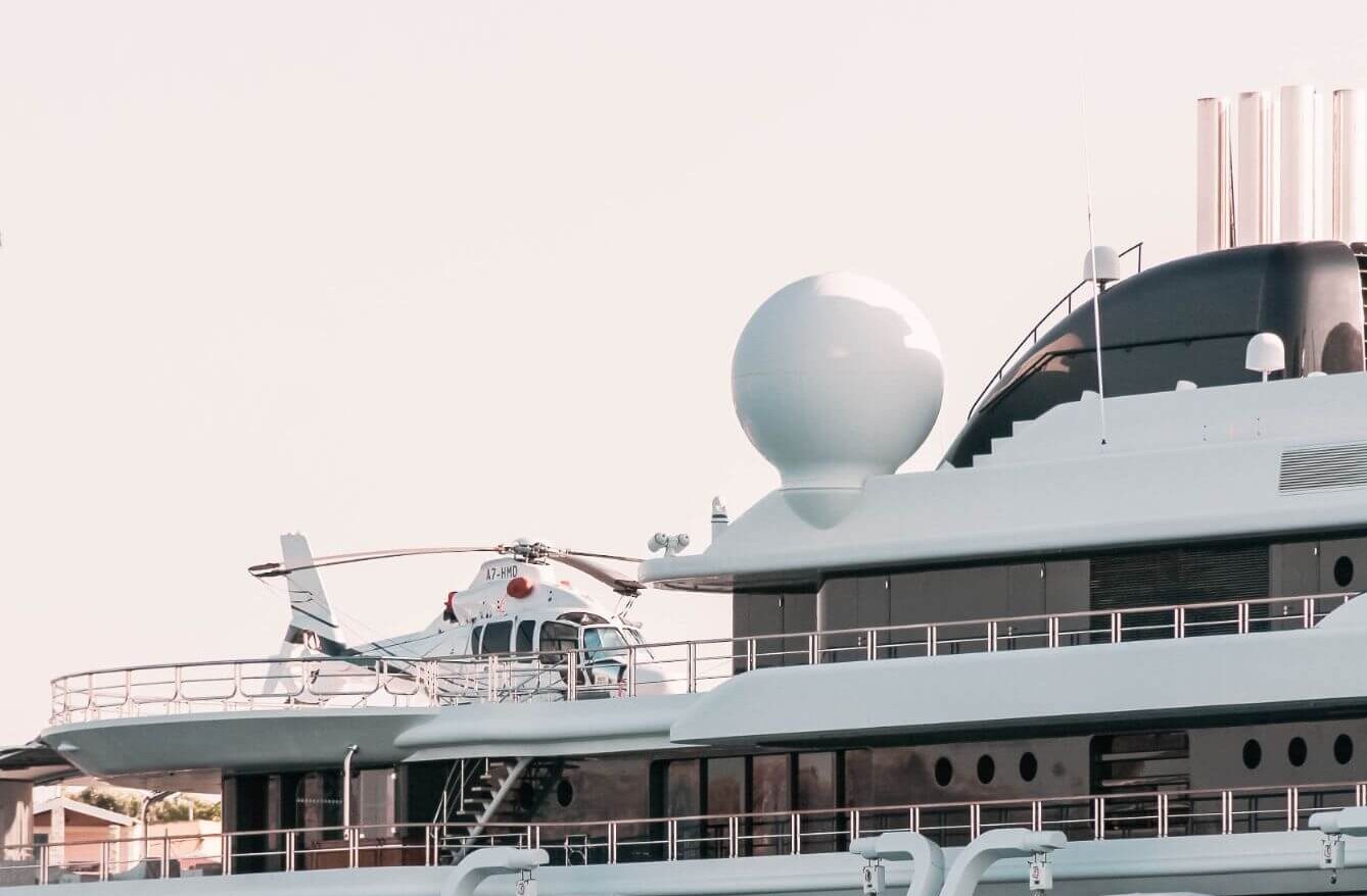 Helicopter onboard superyacht