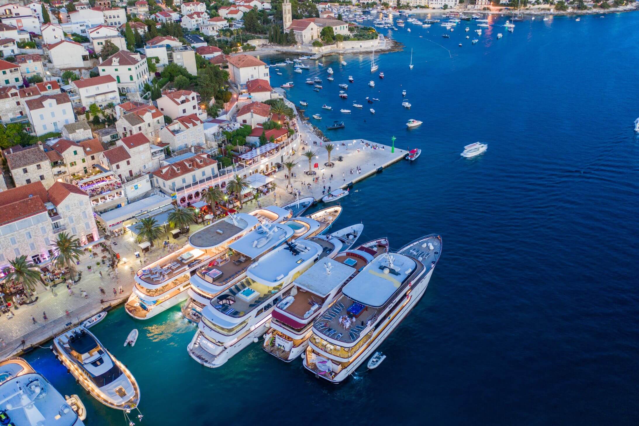 Superyachts moored in croatia