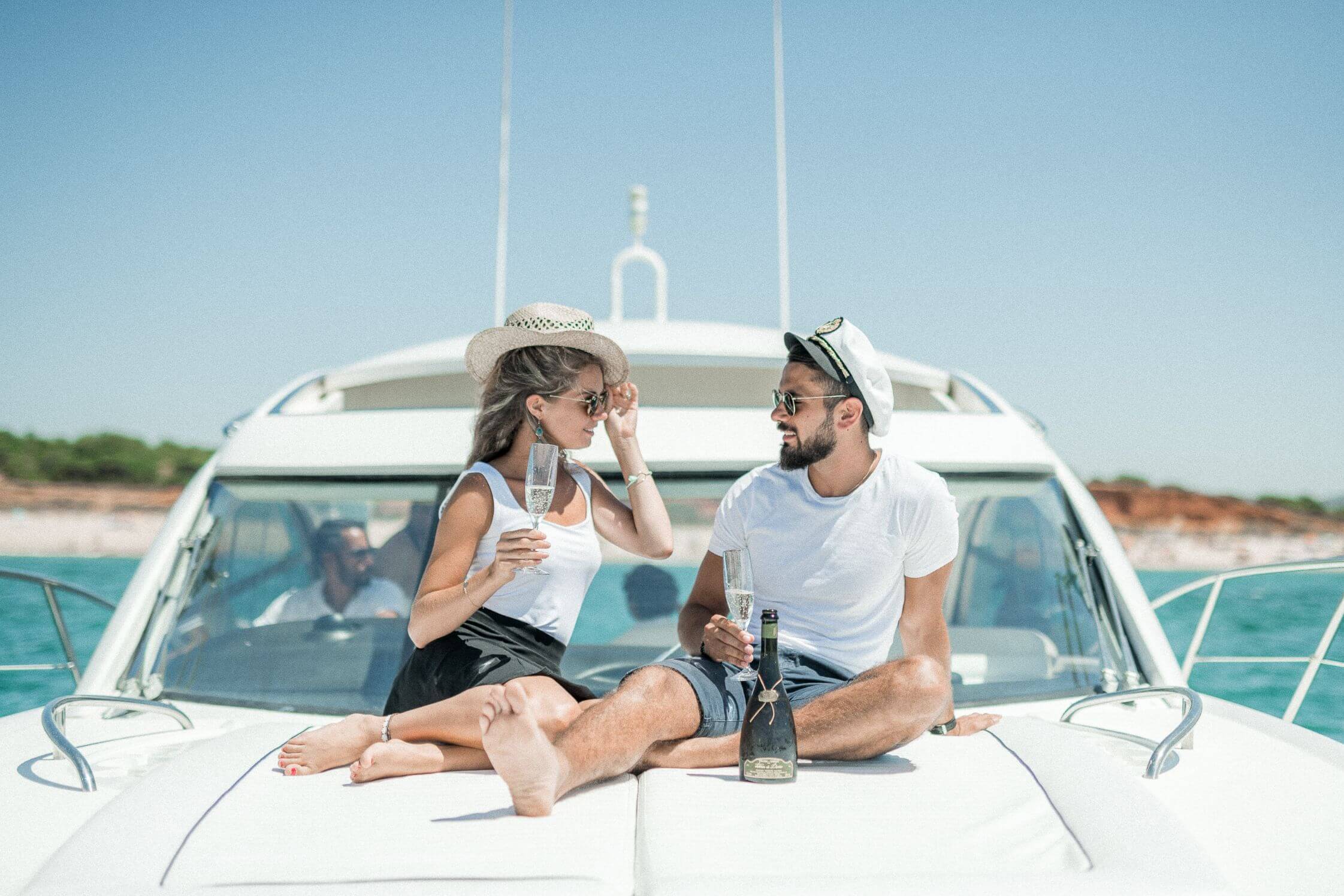 couple celebrates on a charter yacht